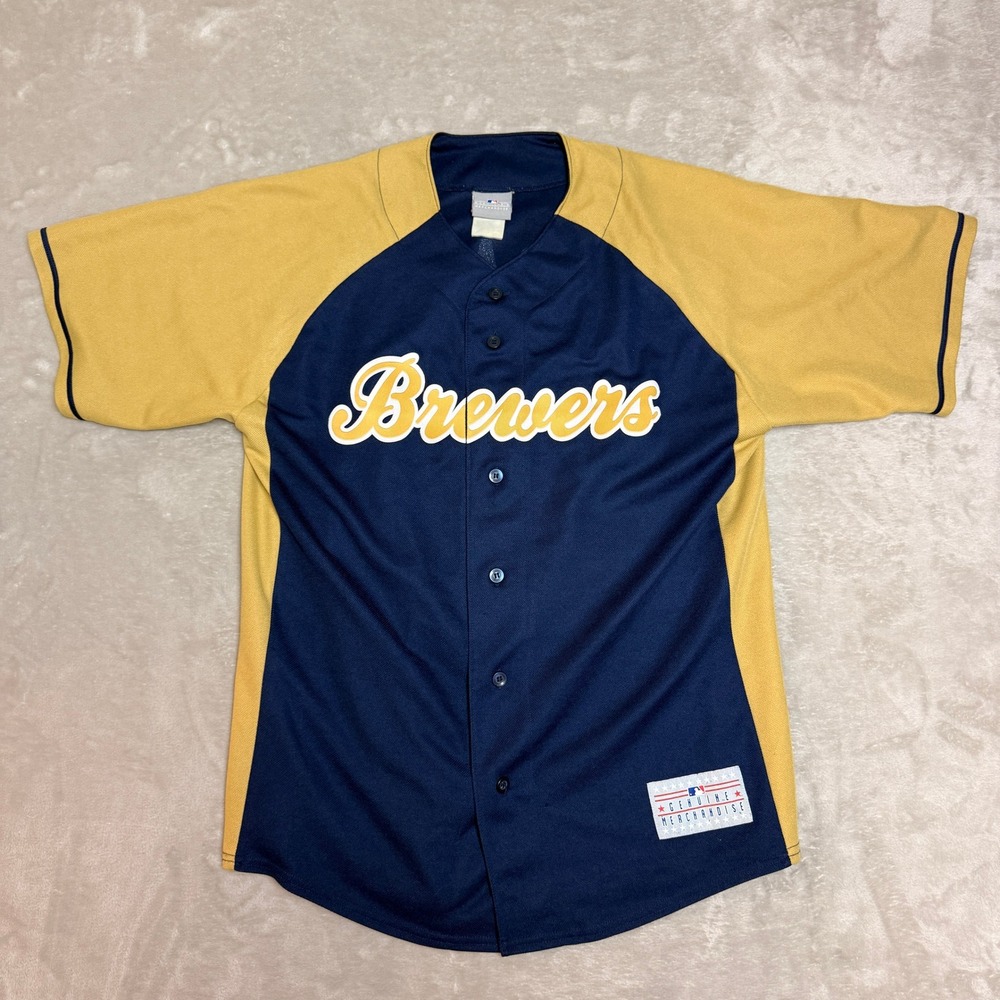 Milwaukee Brewers Ryan Braun Jersey Mens L Navy Gold MLB Genuine Merchandise